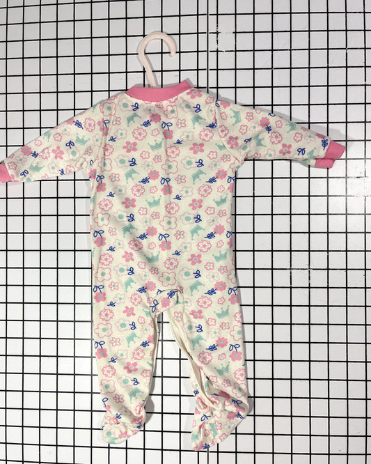 Footed Floral Sleeper - approx size 6-9 mos