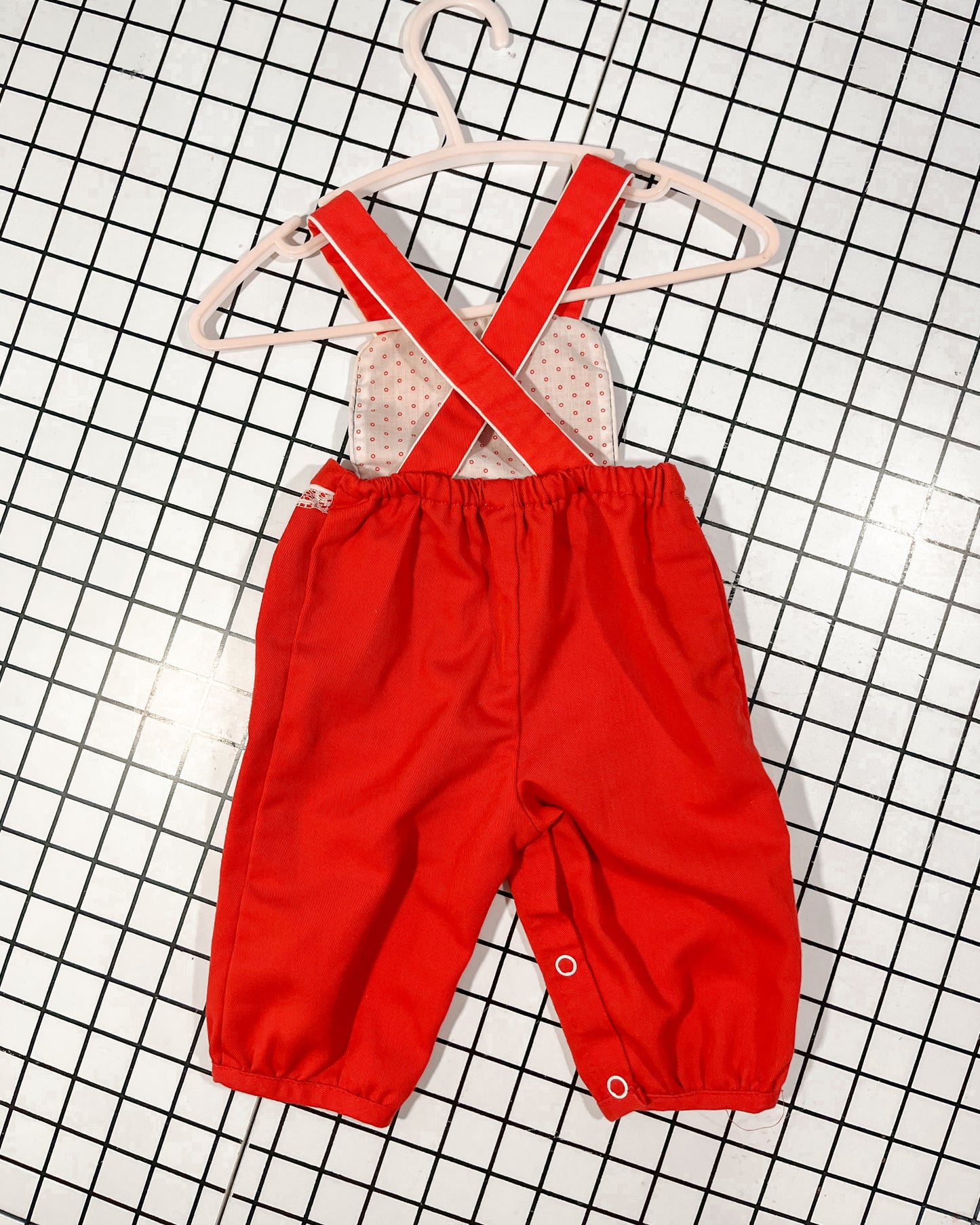 Vintage Red Umbrella Overalls - approx size 6mos