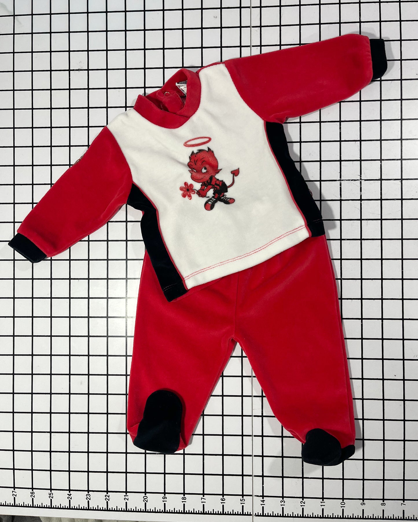 Vintage Velveteen Devil set - approx size 3-6mos