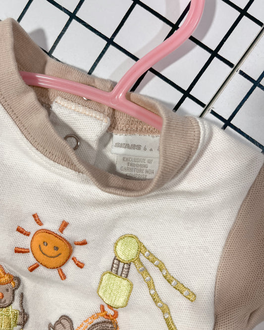 Vintage Embroidered Beach Bear T - approx size 3-6mos