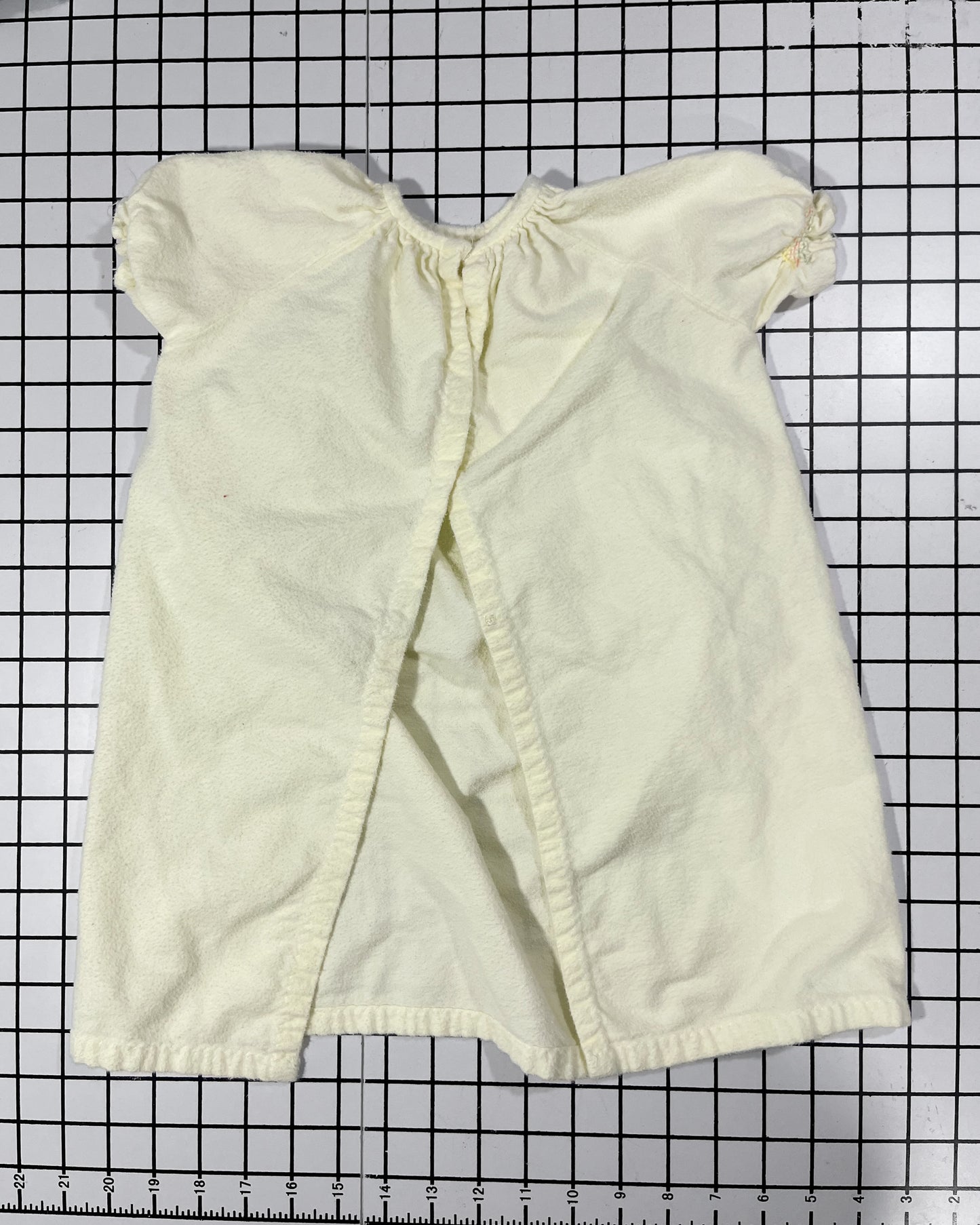 Vintage pale yellow flannel smocked nightgown - approx size 2T