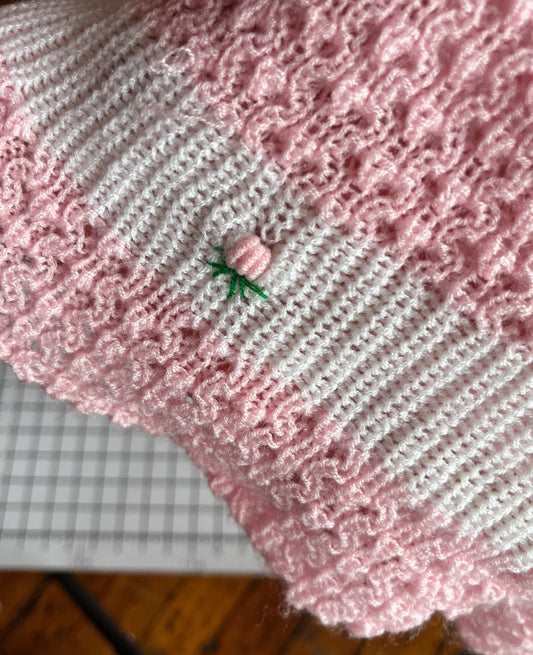 Pink Flower Embellished Sweater Dress - approx size 0-6m (Copy)