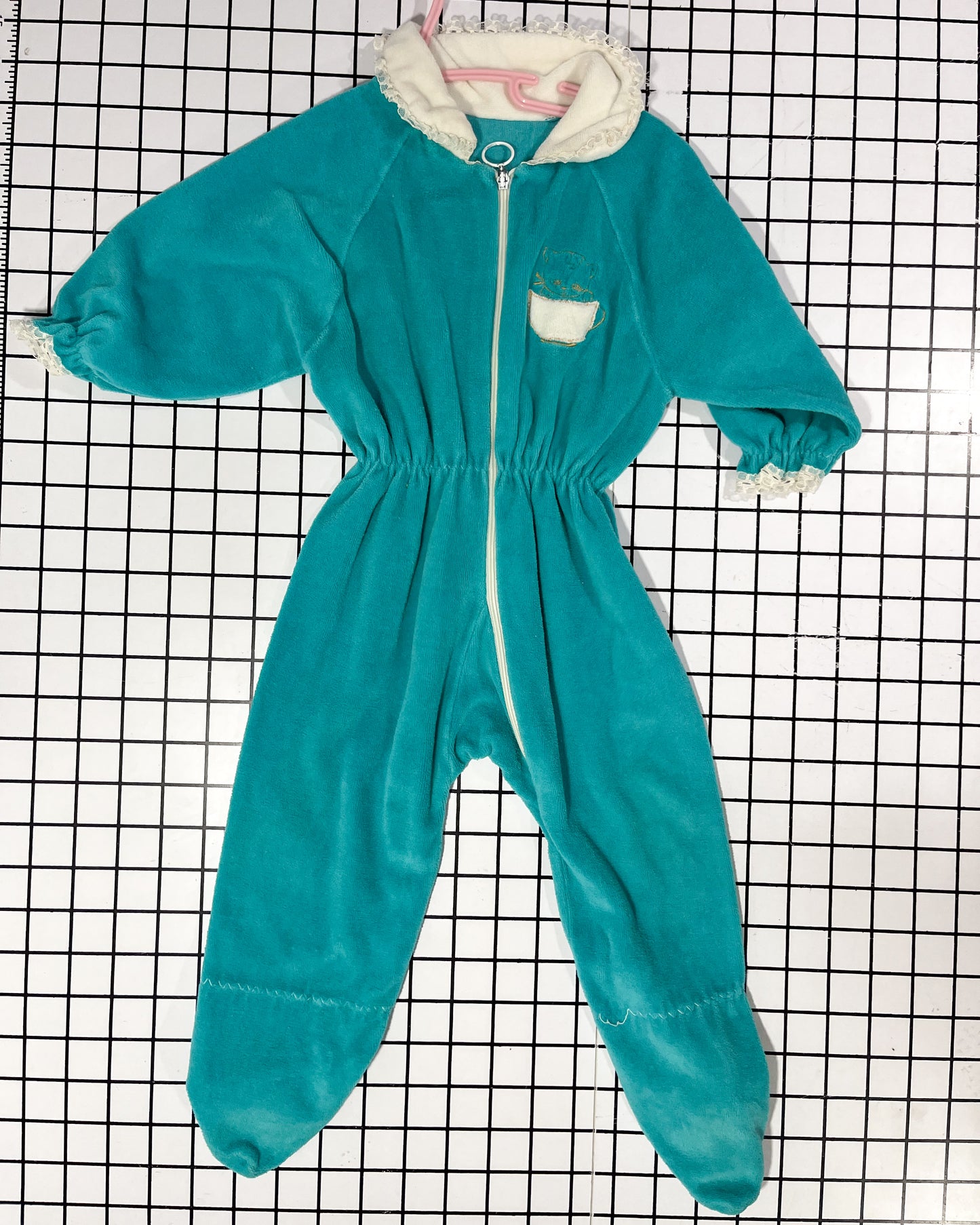 Vintage Teal Footed Sleeper - approx size 18mos