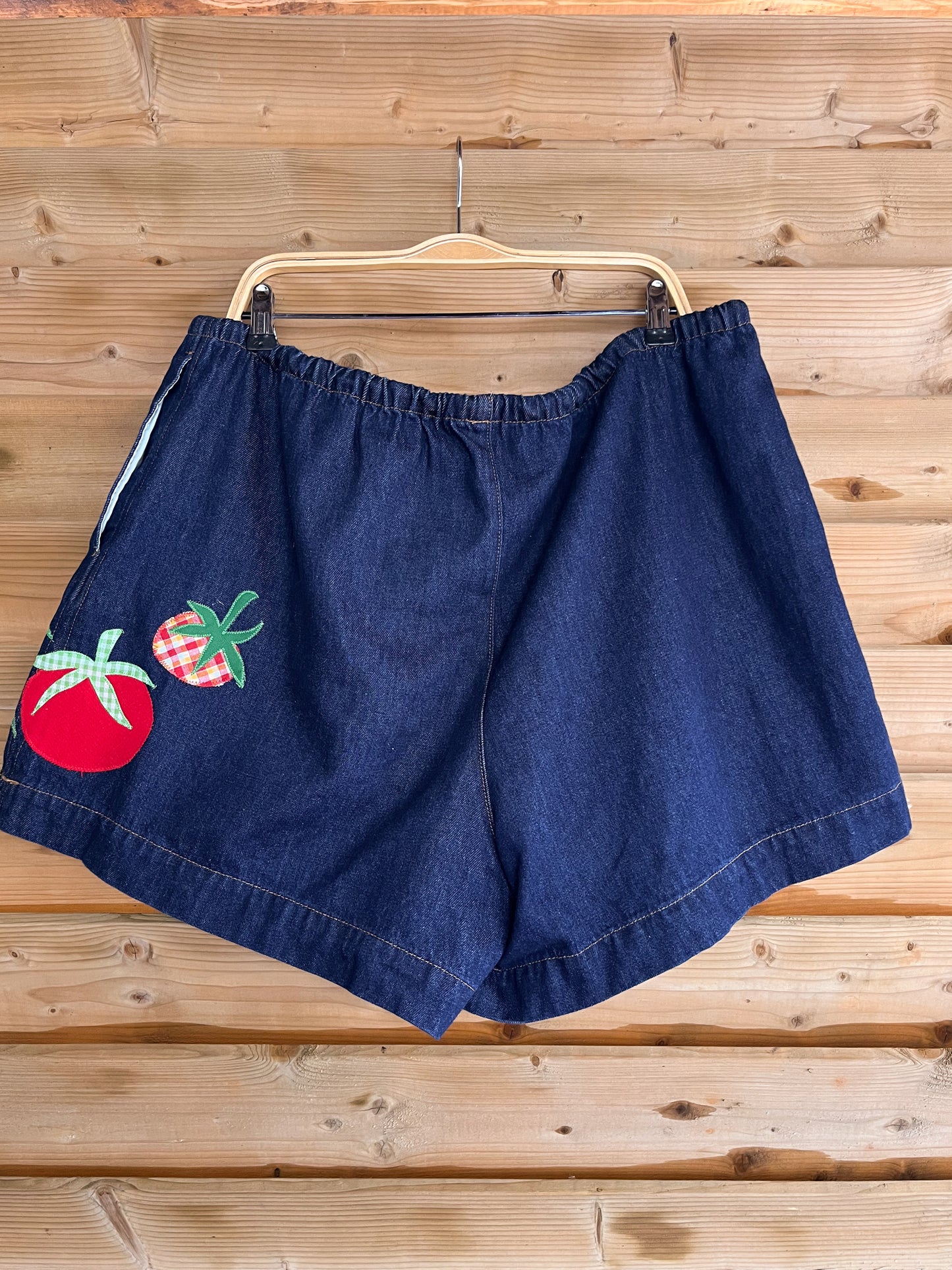 Adult Denim Tomato Shorts - Elastic Waist size adult exta large