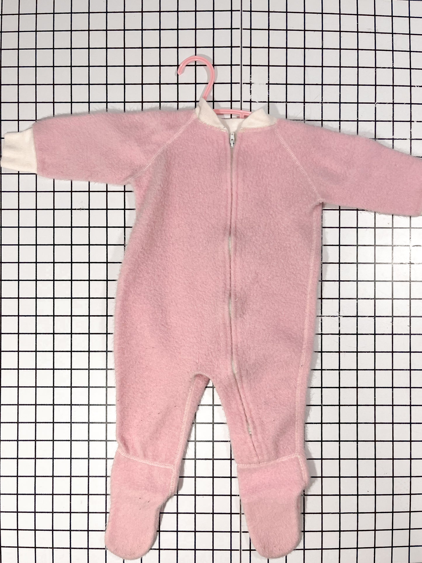 Vintage Flannel Pink Full Zip Footed sleeper - approx size 6mos