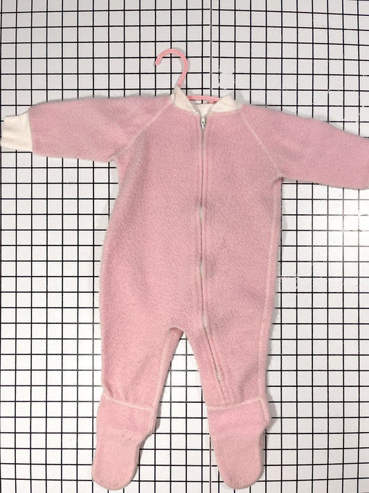 Vintage Flannel Pink Full Zip Footed sleeper - approx size 6mos