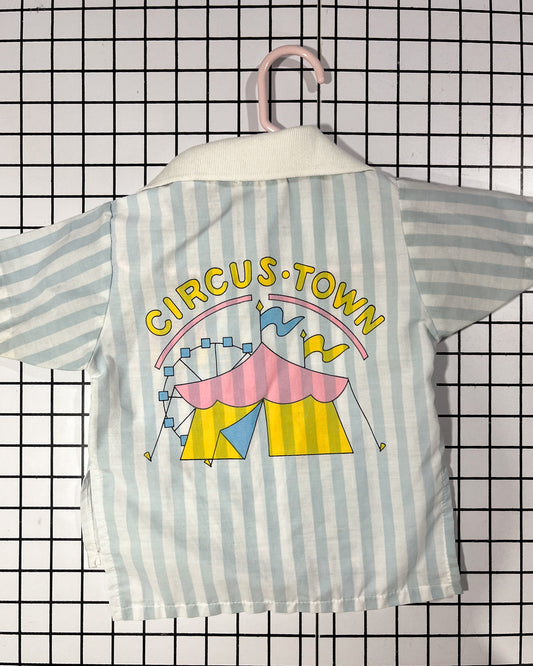 Vintage Circus Town Short Sleeve Button Up - approx size 2T