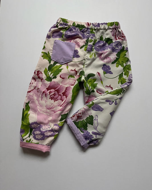 Fully Reversivle purple and floral pants - size 6/6x