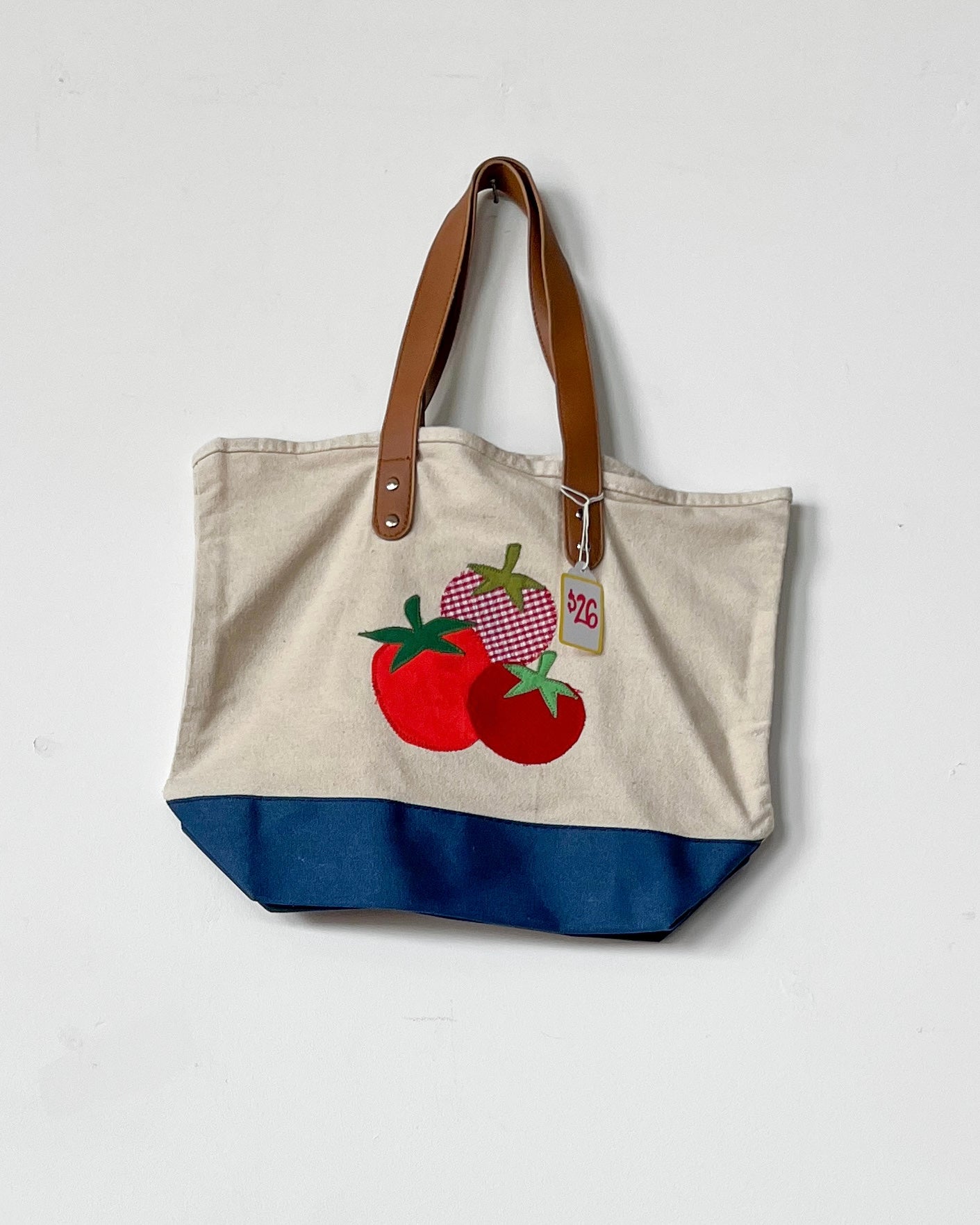 Blue and Natural Canvas Tomato Tote