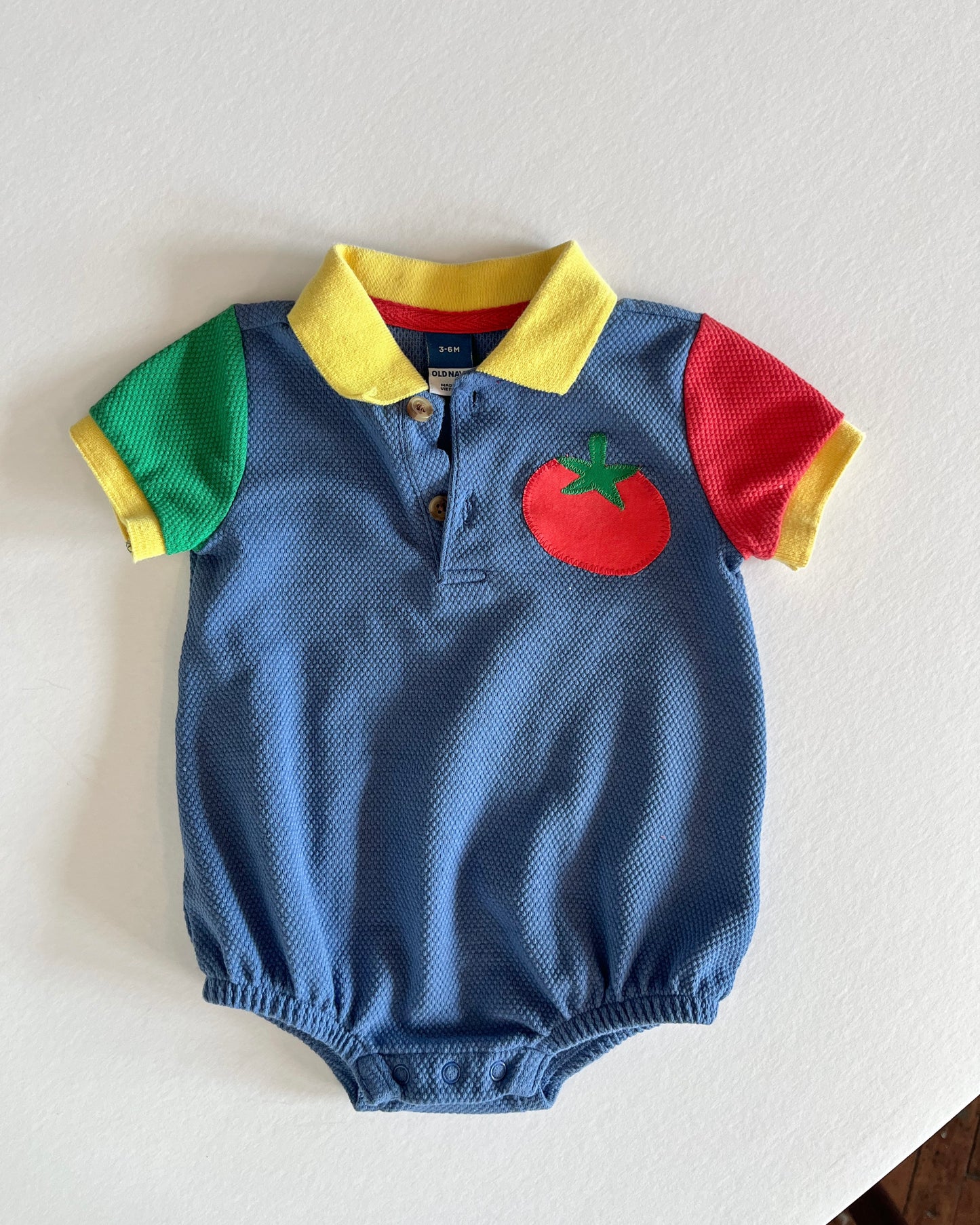 Colour Block Collared Tomato Romper - size 3-6mos