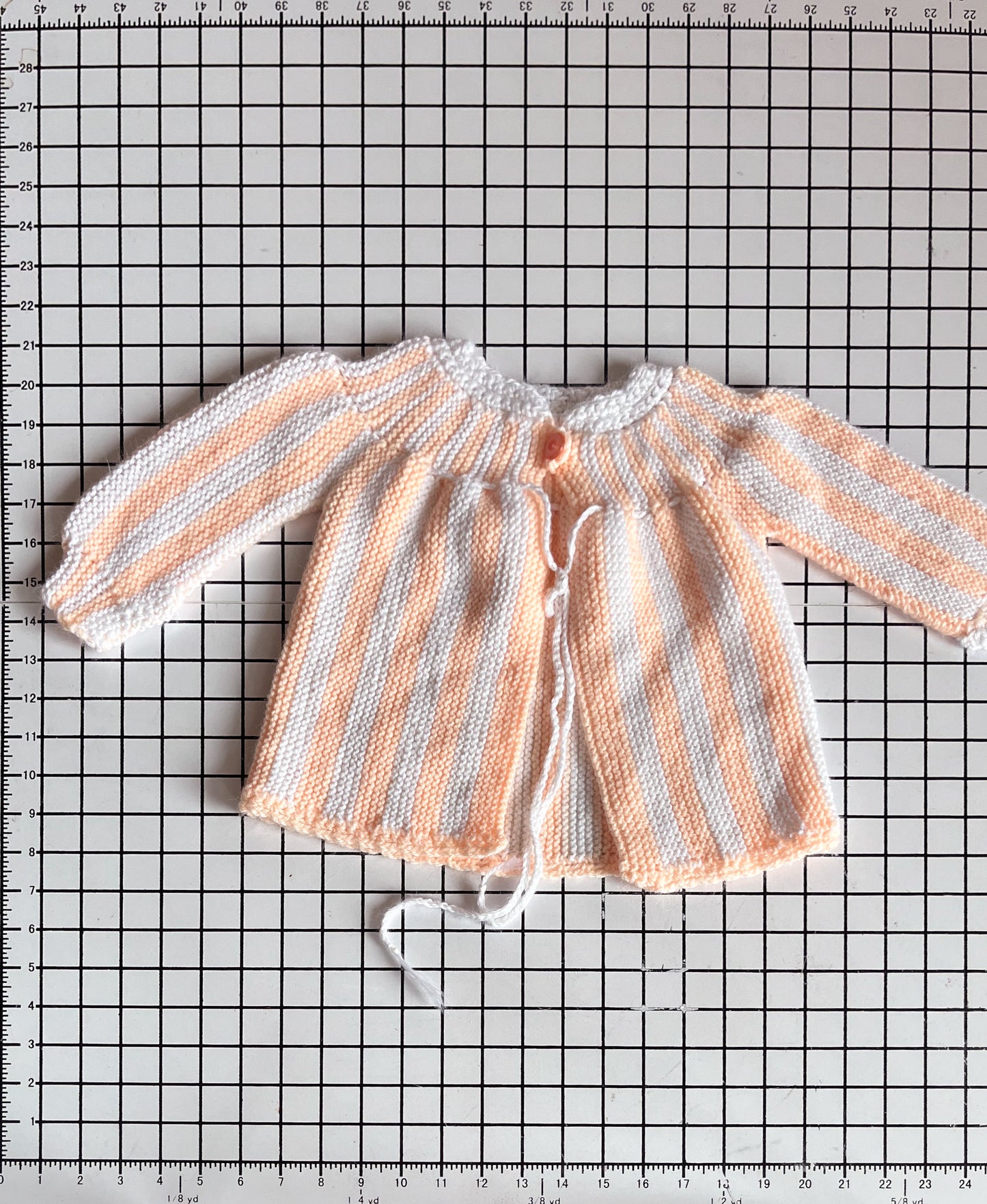 Peach and White Handknit Cardigan - approx size 12-18m