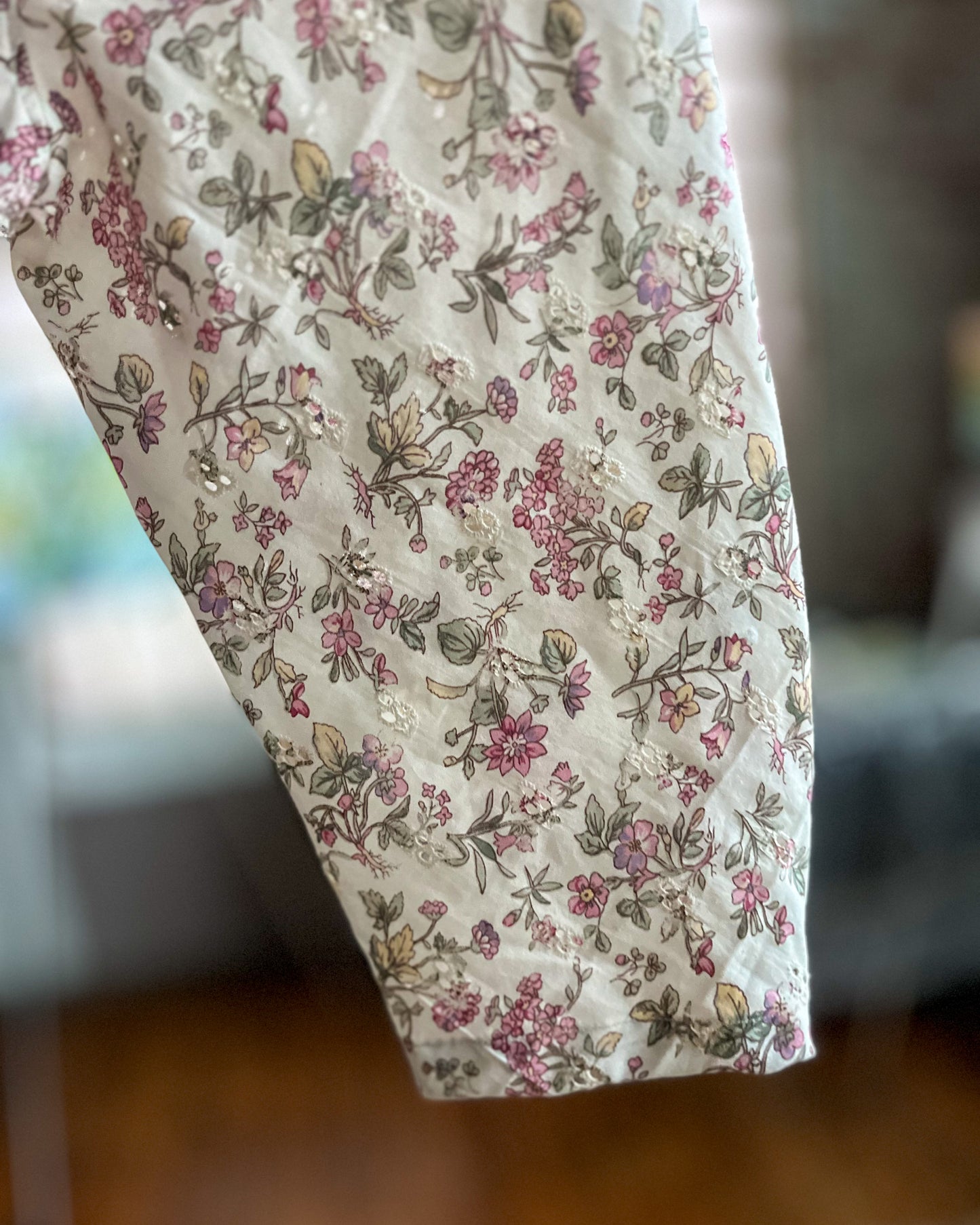 Ivory and Floral Eyelet Pant - size 3T