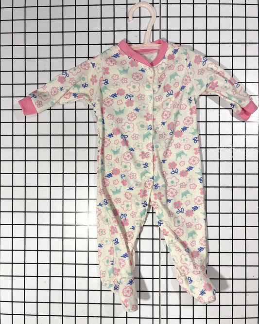 Footed Floral Sleeper - approx size 6-9 mos