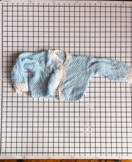 Blue and White Handknit Cardigan - approx size 6m