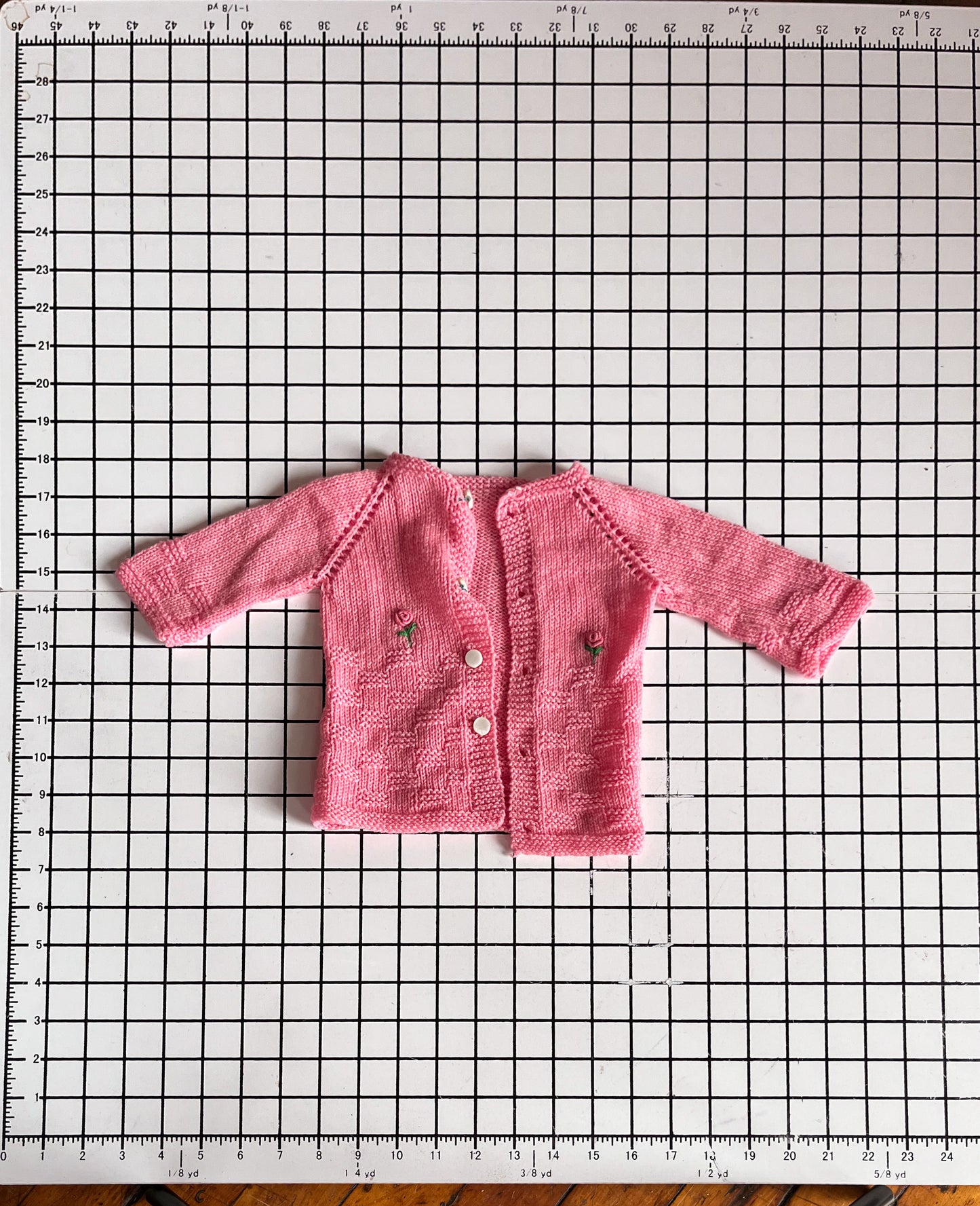 Pink Cardigan with Embroidered Rose Embellishments - approx size 3m