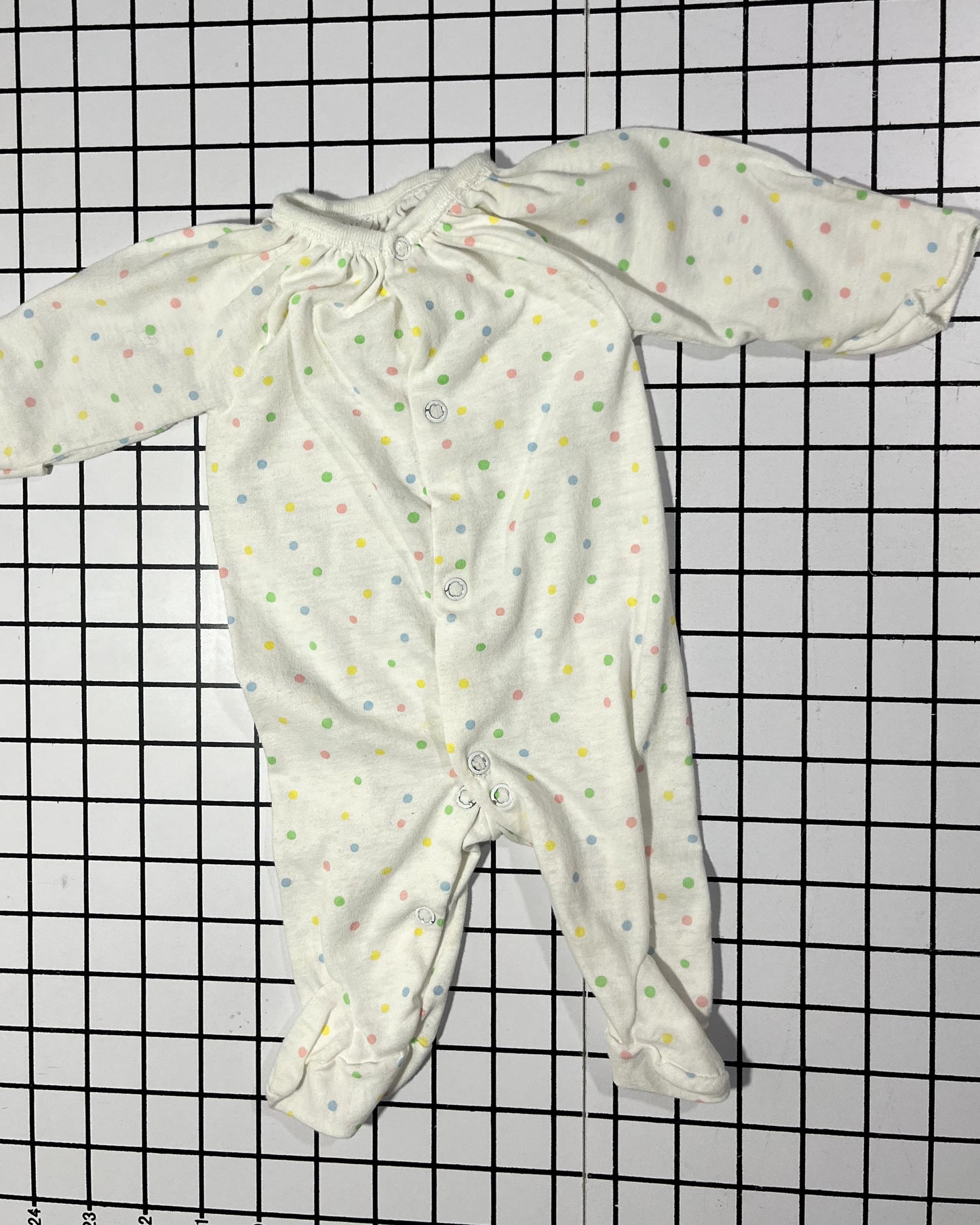 Vintage Polka Dot Footed Sleeper and Nightgown set - approx size 3-6mos (you get both pieces)