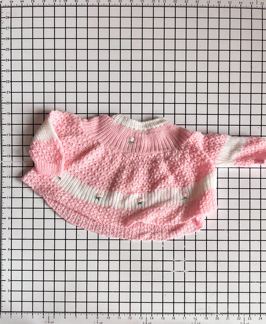 Pink Flower Embellished Sweater Dress - approx size 0-6m (Copy)