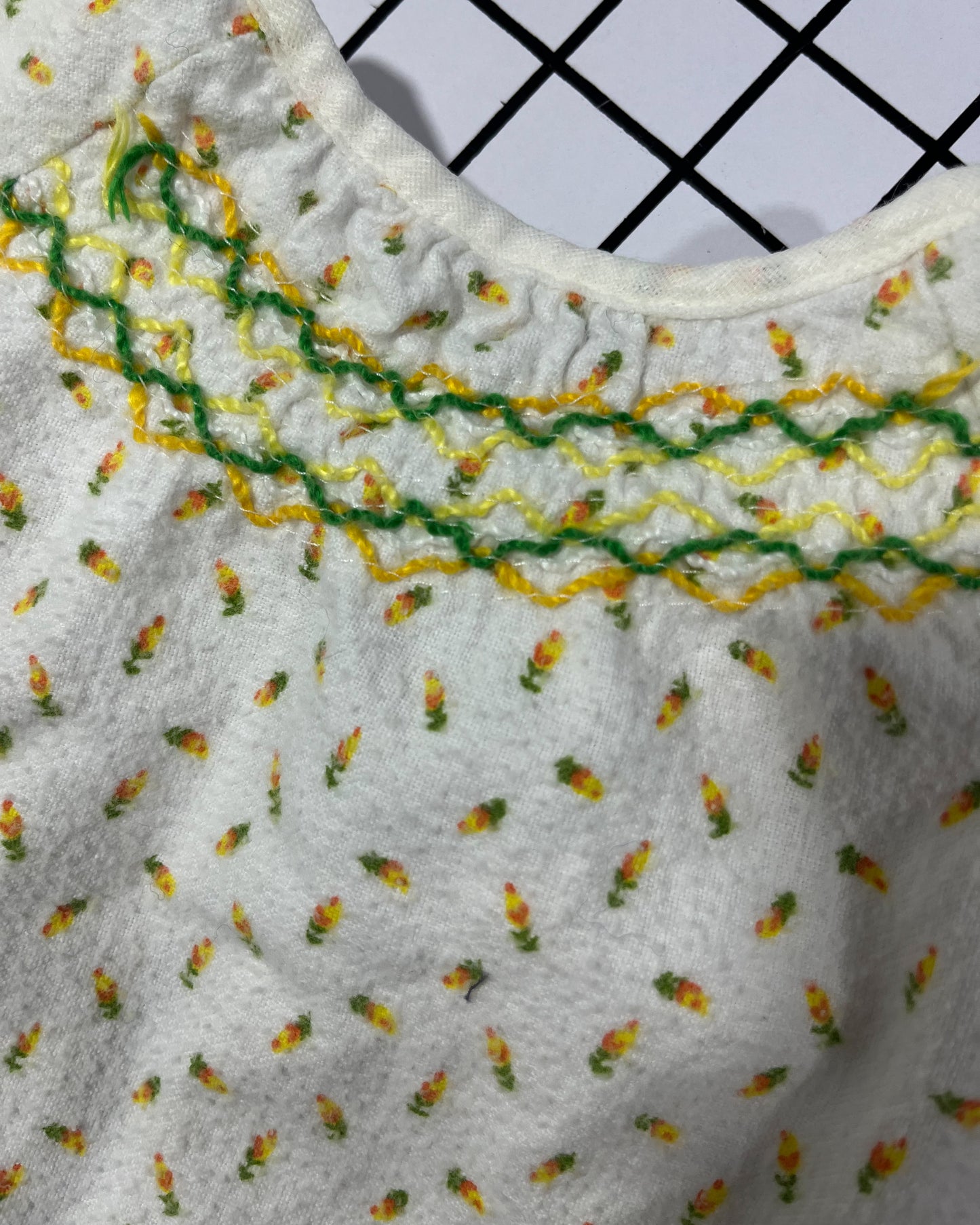 Vintage flannel smocked floral nightgown - approx size12mos
