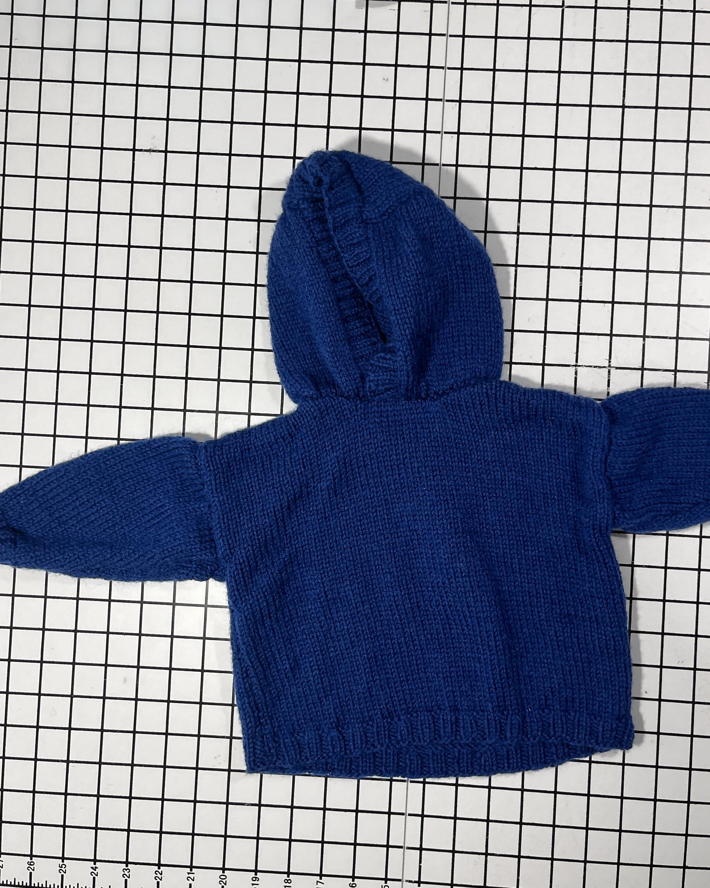 Handknit navy hoodie 1 of 2 - approx size 12-18mos
