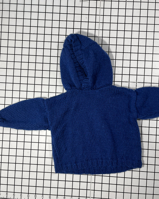 Handknit navy hoodie 1 of 2 - approx size 12-18mos