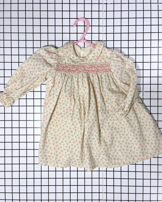 Vintage Smocked Floral Dress - approx size 12-18mos