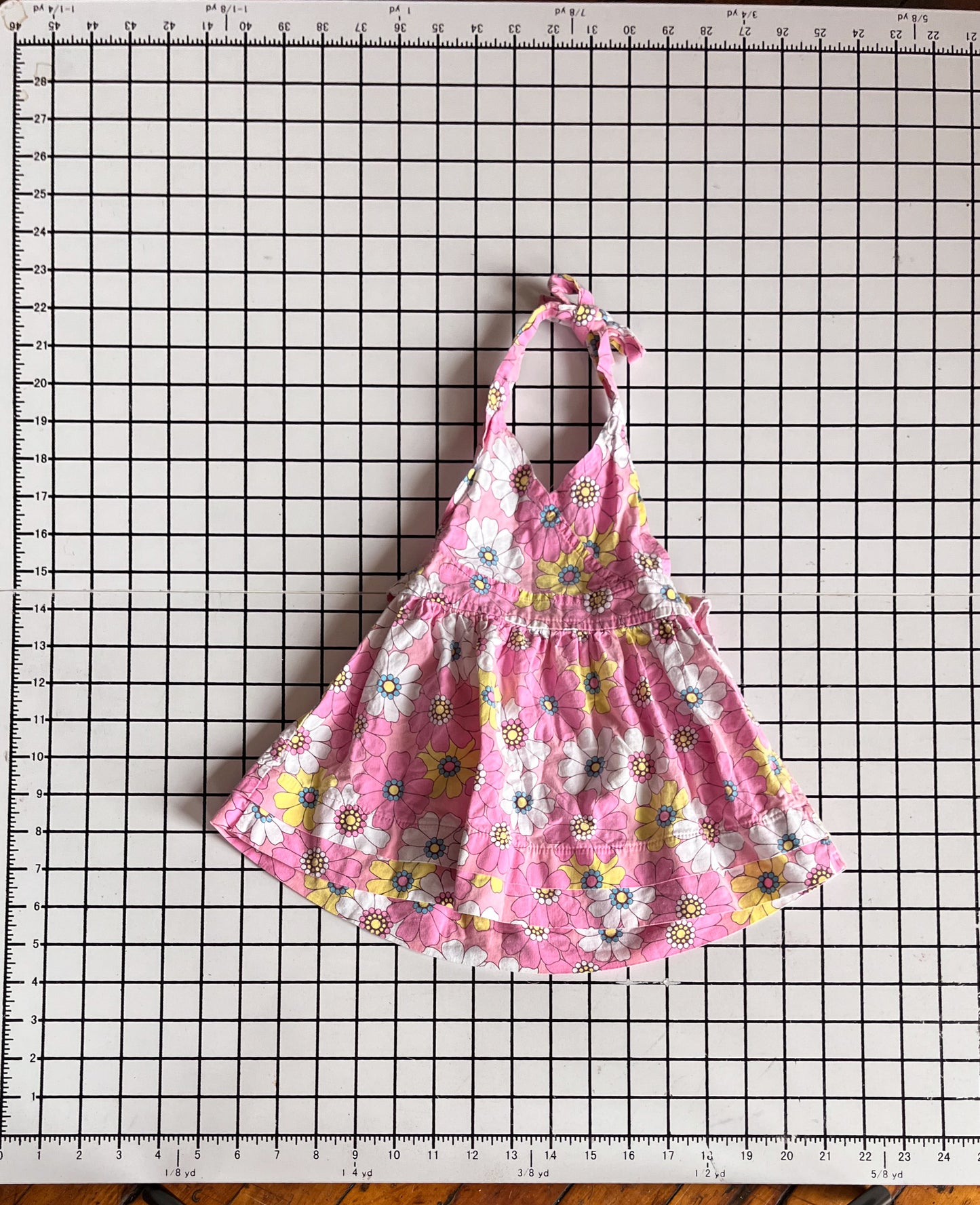 Pink Floral Halter Dress- approx size 6m