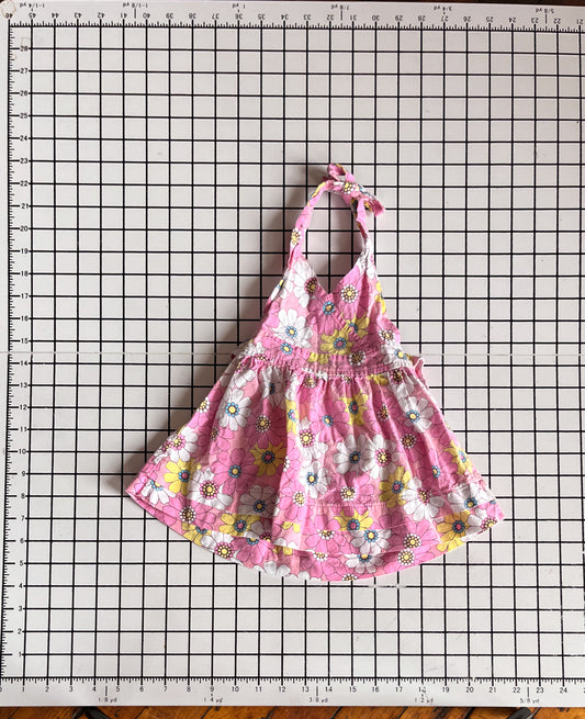 Pink Floral Halter Dress- approx size 6m