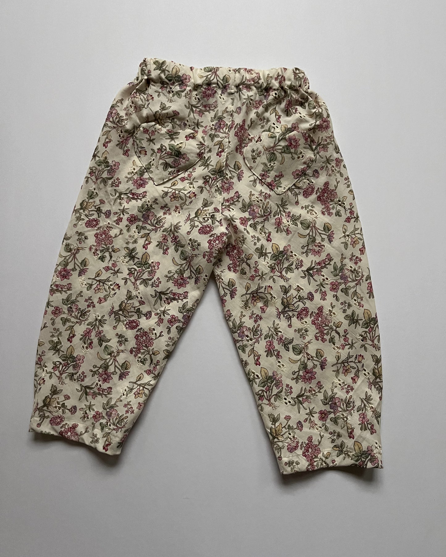 Ivory and Floral Eyelet Pant - size 3T