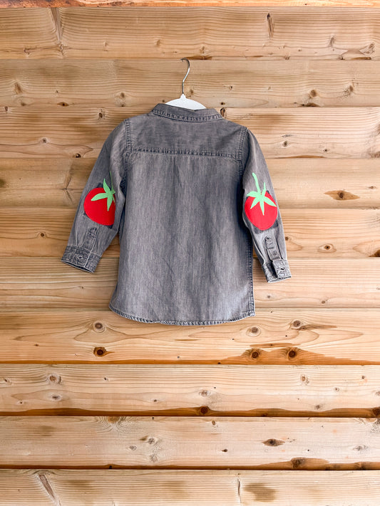 Grey Chambray Long Sleeve Tomato Button Up - size 18-24mos