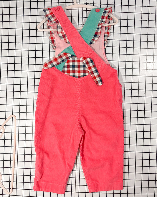 Vintage Pink and Teal Corduroy Bunny Overall - approx size 2/3T