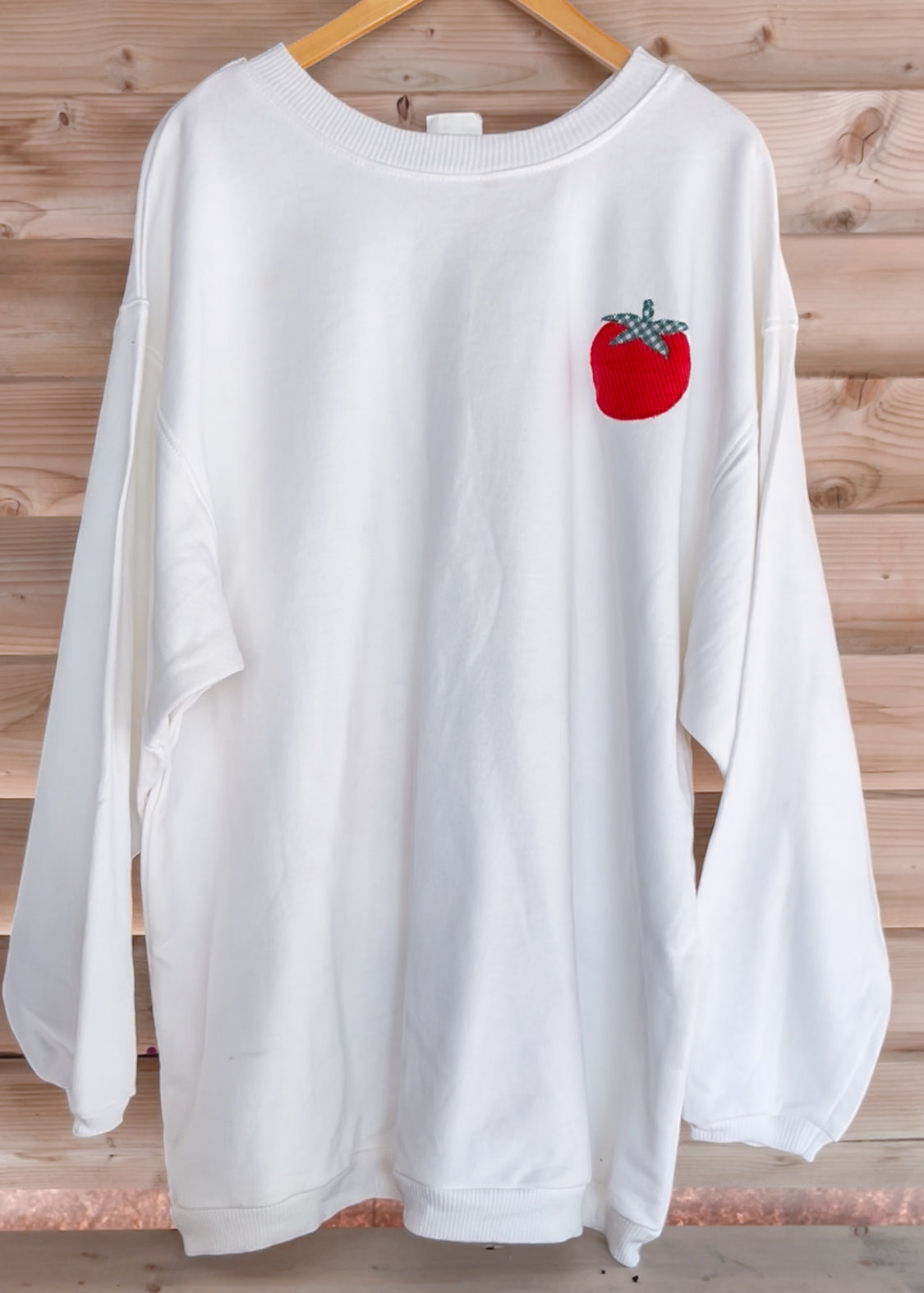Vintage White Tomato Crewneck - Adult Size XL )