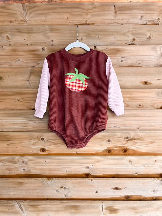 Waffle Knit Tomato Bubble Romper - size 18-24mos