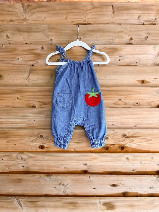 Chambray Tomato Romper - size 0-3mos