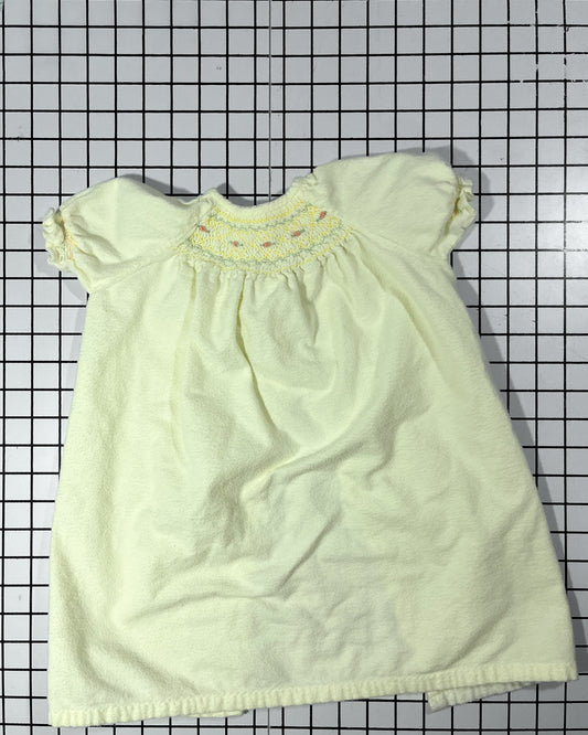 Vintage pale yellow flannel smocked nightgown - approx size 2T