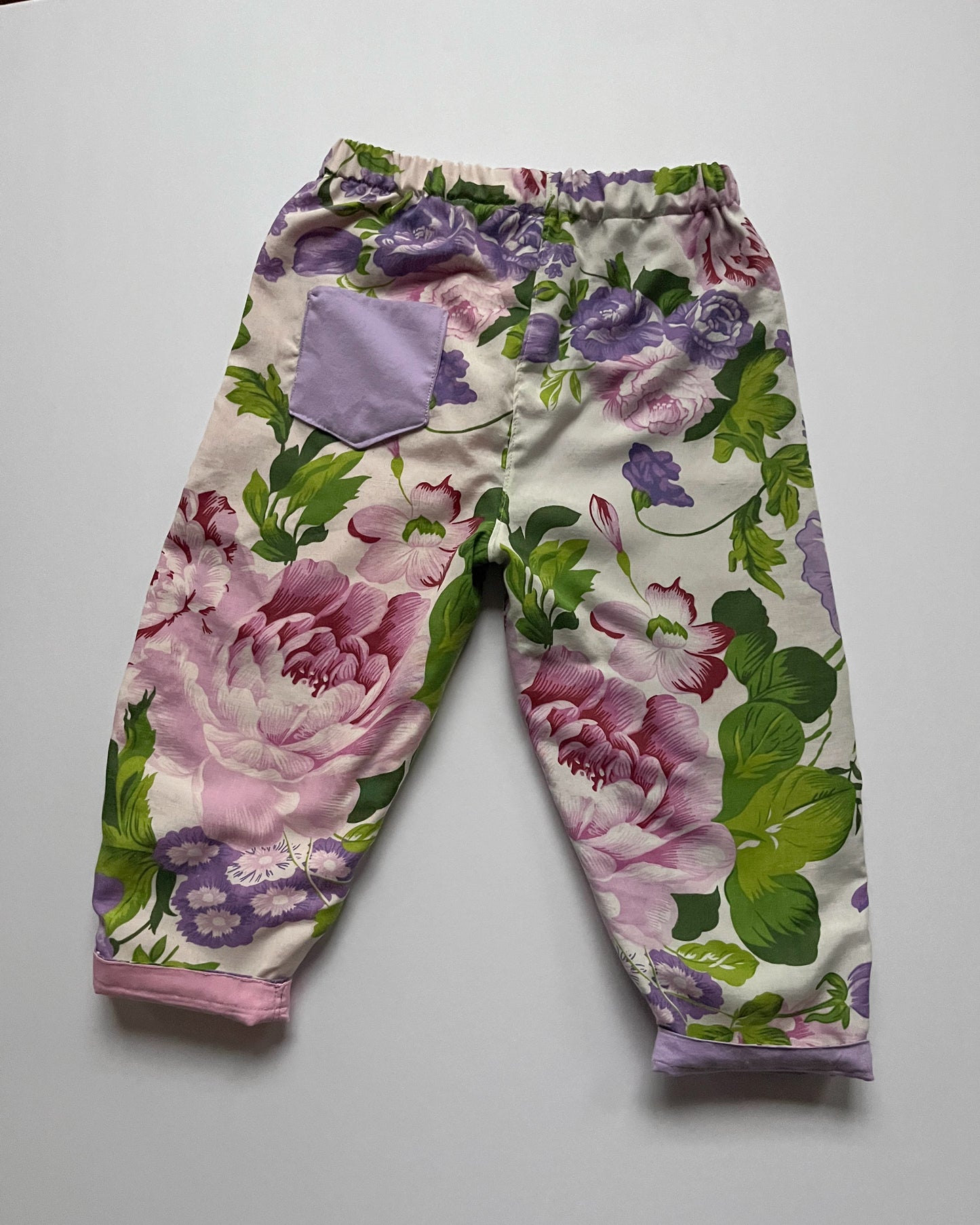 Fully Reversivle purple and floral pants  - size 6/6x