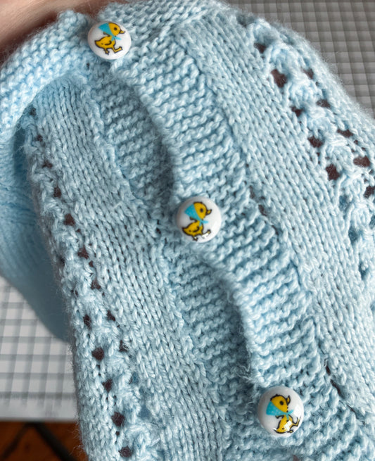 Duck Button Cardigan - approx size 12m