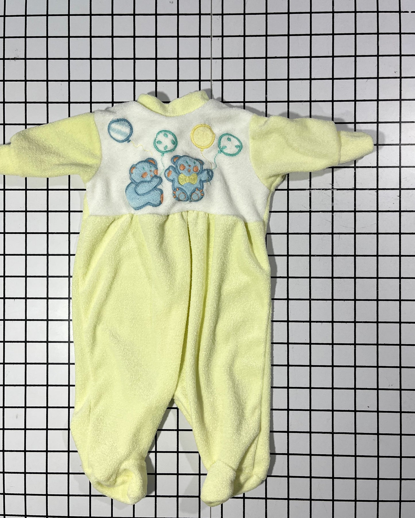 Vintage Yellow Teddy Bear Footed Sleeper - approx size 3-6mos