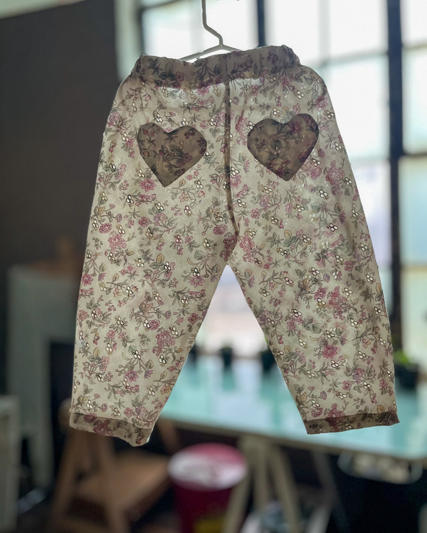 Ivory and Floral Eyelet Pant - size 3T