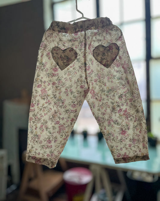 Ivory and Floral Eyelet Pant - size 3T