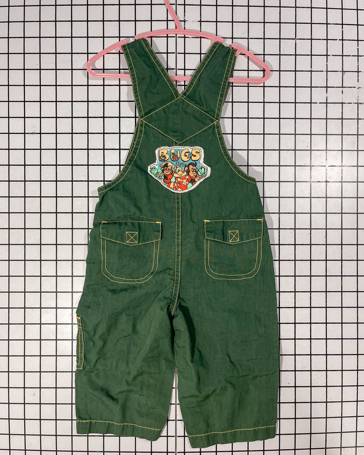 Vintage Green BUGS Overalls - approx size 2/3T