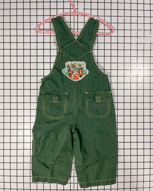 Vintage Green BUGS Overalls - approx size 2/3T
