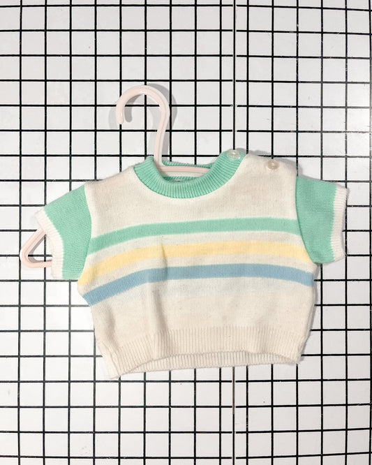 Vintage Striped Pastel Knit Sweater - approx size 6mos