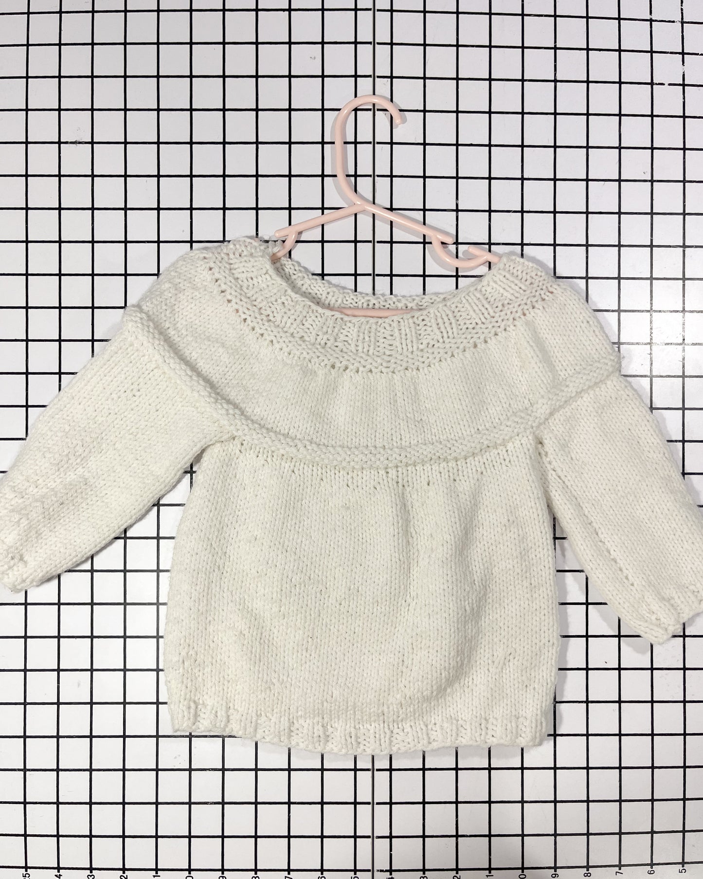Handknit White Sweater- approx size 18-24mos