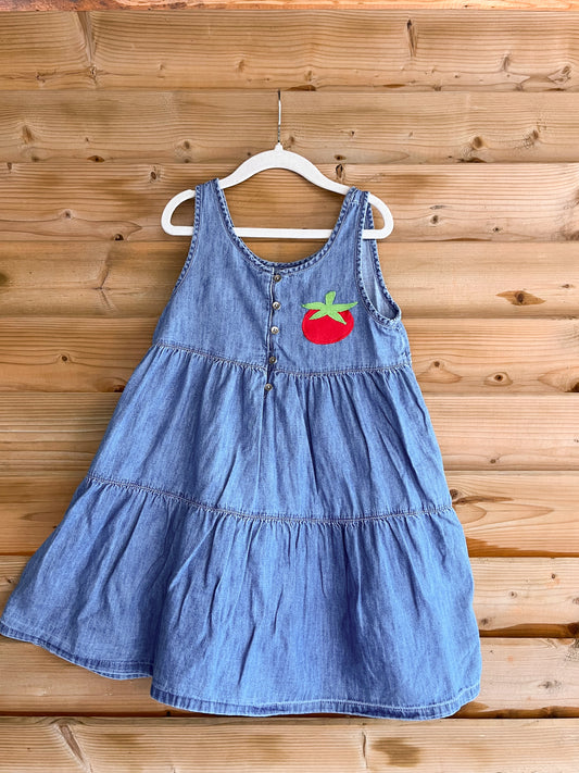 Tiered Chambray Tomato Dress - size 4/5