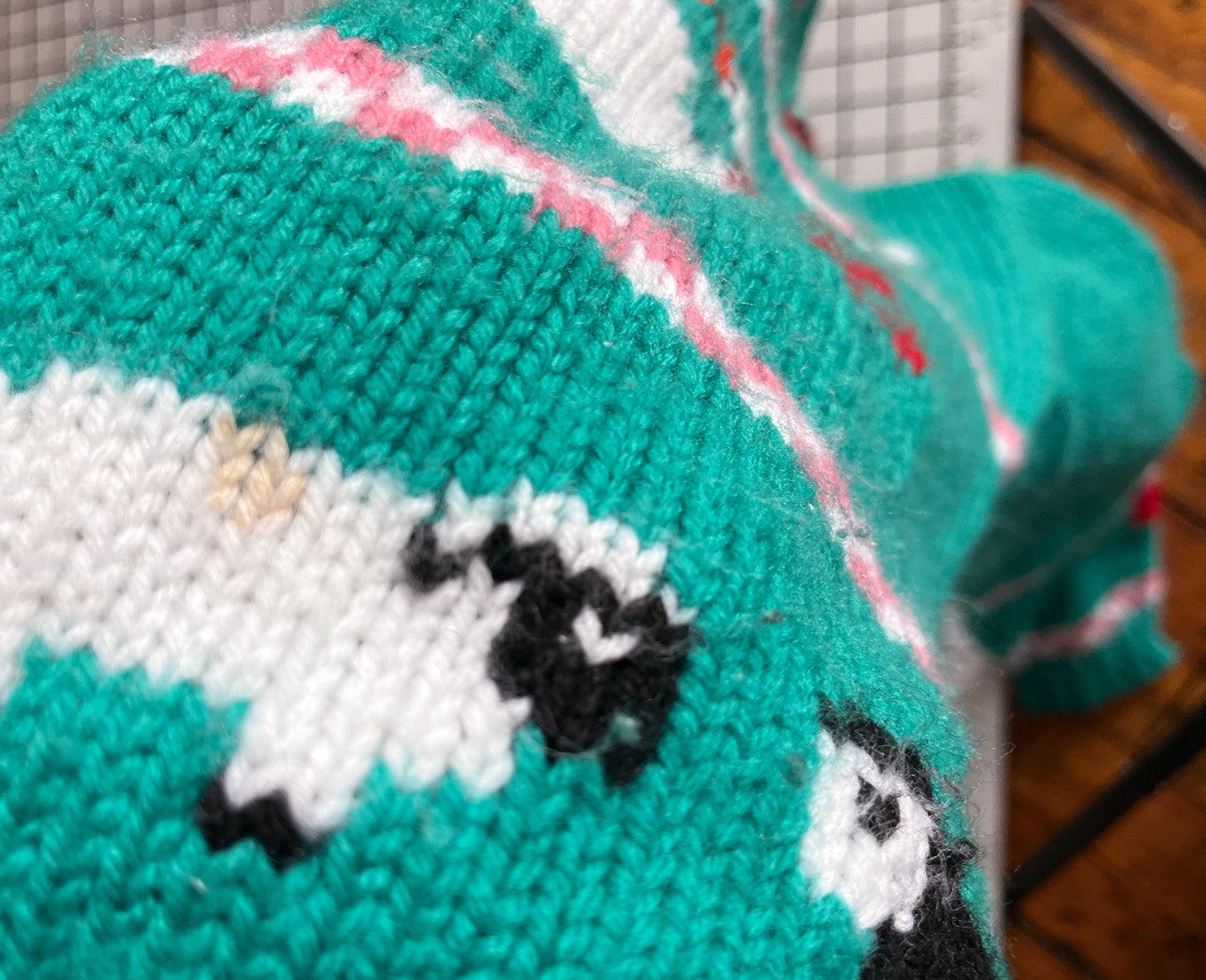Handknit Goose and Sheep Sweater - approx size 5