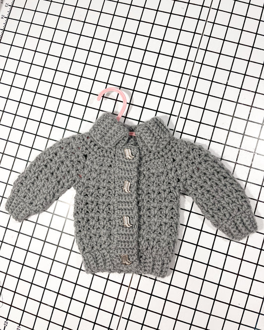 Handknit Cowboy Boot Cardigan - approx size 0-3mos