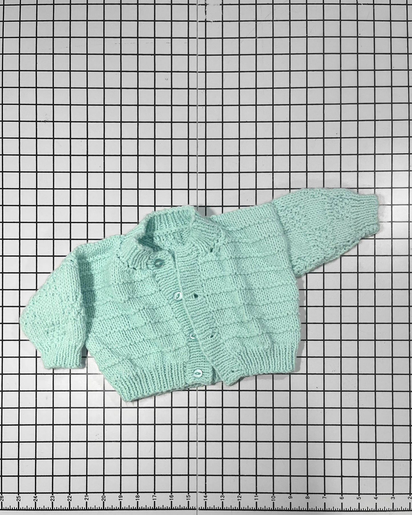 Handknit Mint Green Cardigan - approx size 9 mos