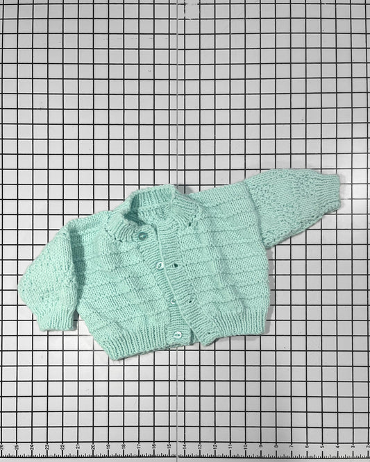 Handknit Mint Green Cardigan - approx size 9 mos