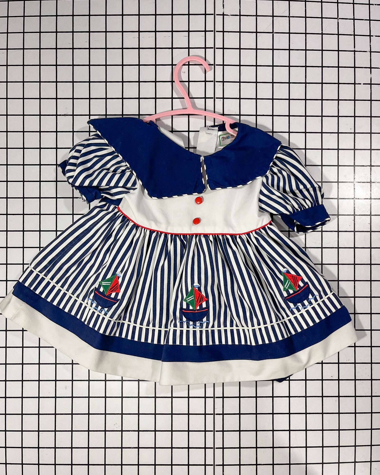 Striped Sailer Dress - approx size 12 mos
