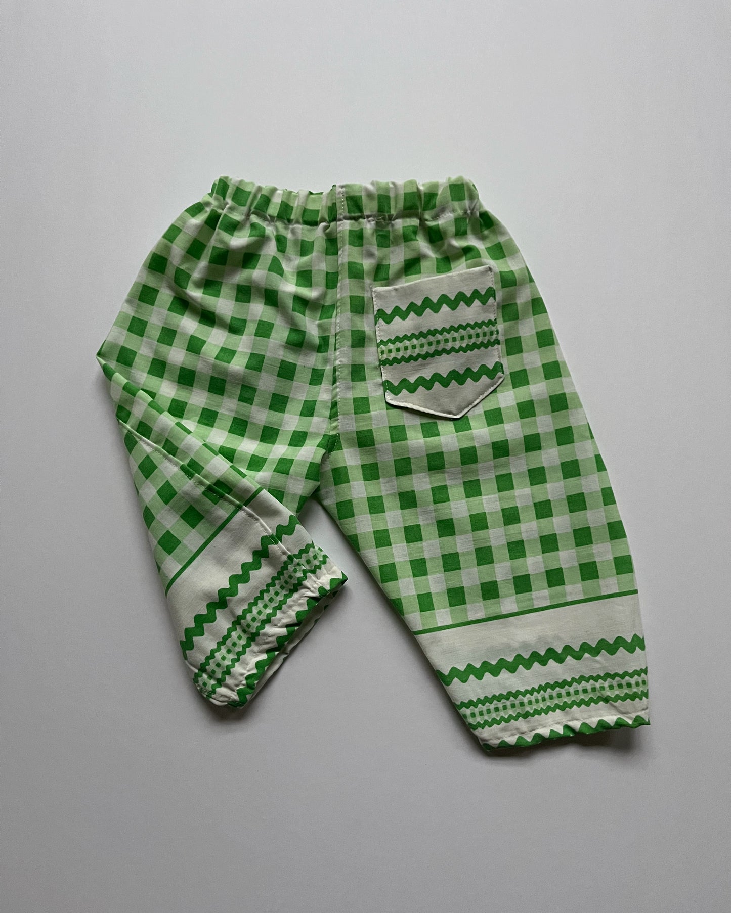 Green and White Gingham Pillowcase Pant - size 18-24m